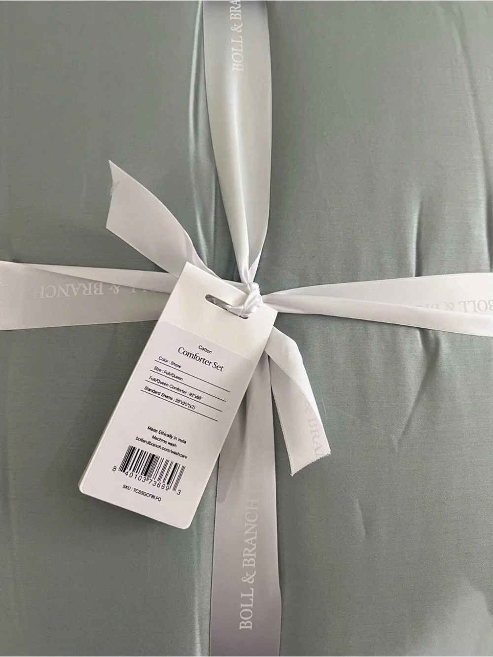 BOLL & BRANCH 2pc Comforter Set 100% Organic Cotton Twin Shore